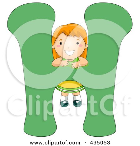 Royalty-Free (RF) Clipart Illustration of a Kid Letter H With A Little Girl by BNP Design Studio