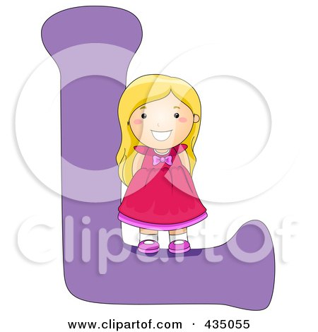Royalty-Free (RF) Clipart Illustration of a Kid Letter L With A Little Girl by BNP Design Studio