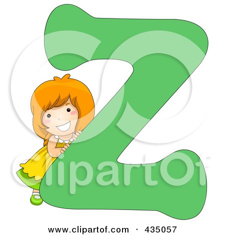 Royalty-Free (RF) Clipart Illustration of a Kid Letter Z With A Little Girl by BNP Design Studio