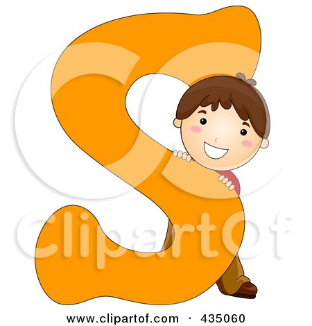 Royalty-Free (RF) Clipart Illustration of a Kid Letter S With A Little Boy by BNP Design Studio