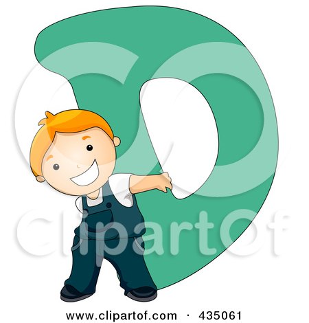 Royalty-Free (RF) Clipart Illustration of a Kid Letter D With A Little Boy by BNP Design Studio