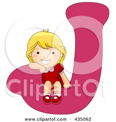 Royalty-Free (RF) Clipart Illustration of a Kid Letter J With A Little Girl by BNP Design Studio