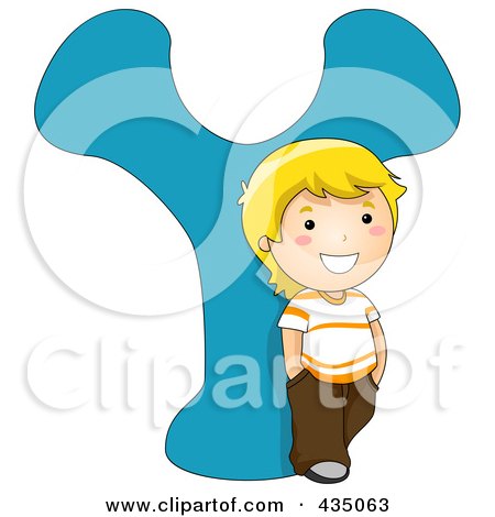 Royalty-Free (RF) Clipart Illustration of a Kid Letter Y With A Little Boy by BNP Design Studio