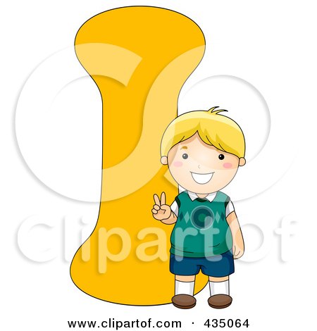 Royalty-Free (RF) Clipart Illustration of a Kid Letter I With A Little Boy by BNP Design Studio