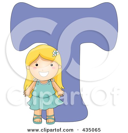 Royalty-Free (RF) Clipart Illustration of a Kid Letter T With A Little Girl by BNP Design Studio