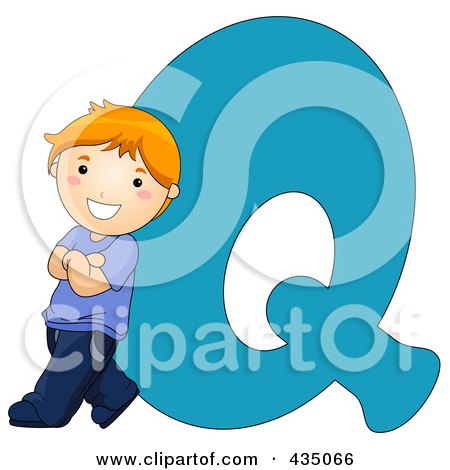 Royalty-Free (RF) Clipart Illustration of a Kid Letter Q With A Little Boy by BNP Design Studio