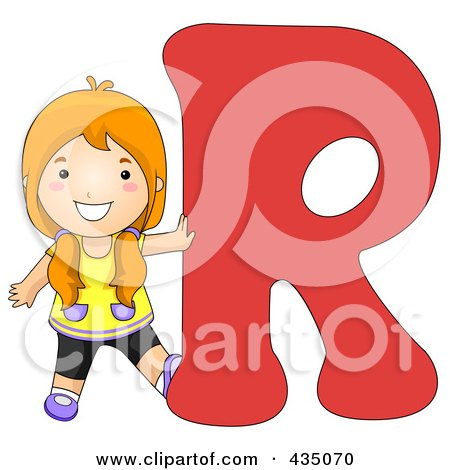 Royalty-Free (RF) Clipart Illustration of a Kid Letter R With A Little Girl by BNP Design Studio