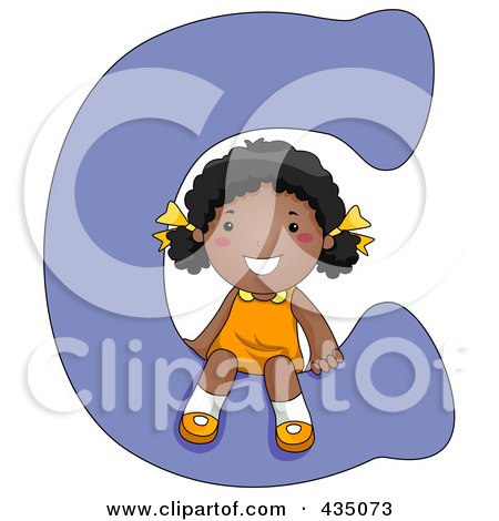 Royalty-Free (RF) Clipart Illustration of a Kid Letter C With A Little Girl by BNP Design Studio