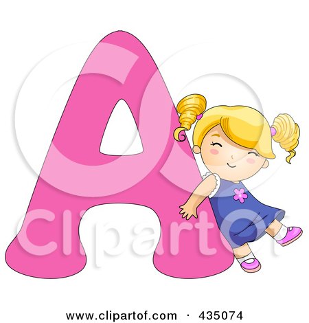 Royalty-Free (RF) Clipart Illustration of a Kid Letter A With A Little Girl by BNP Design Studio