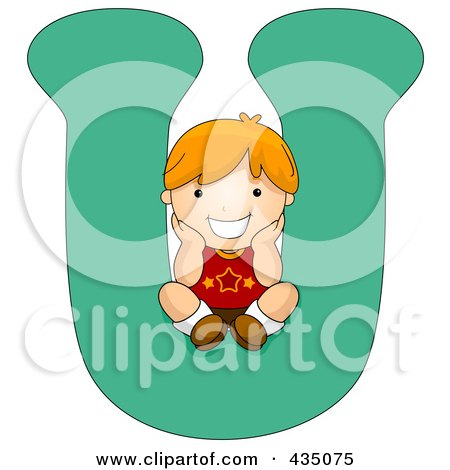 Royalty-Free (RF) Clipart Illustration of a Kid Letter U With A Little Boy by BNP Design Studio