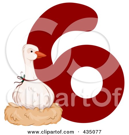 Royalty-Free (RF) Clipart Illustration of a Goose A Laying By A Red Number Six by BNP Design Studio