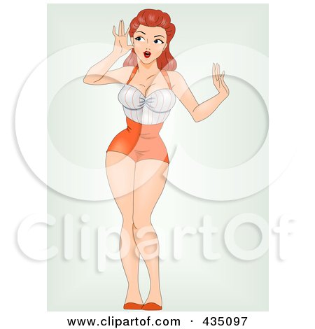 Royalty-Free (RF) Clipart Illustration of a Retro Pinup Woman With A Snooping Expression by BNP Design Studio