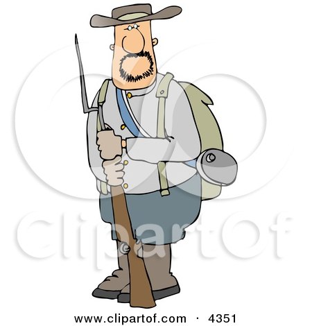 Confederate Army Soldier Holding a Rifle with a Bayonet Clipart by djart