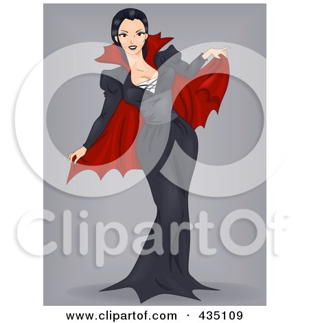 Royalty-Free (RF) Clipart Illustration of a Vampiress Pinup by BNP Design Studio