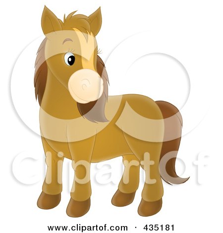 Royalty-Free (RF) Clipart Illustration of a Cute Brown Pony by Alex Bannykh