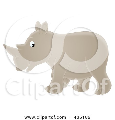 Royalty-Free (RF) Clipart Illustration of a Happy Walking Rhino by Alex Bannykh