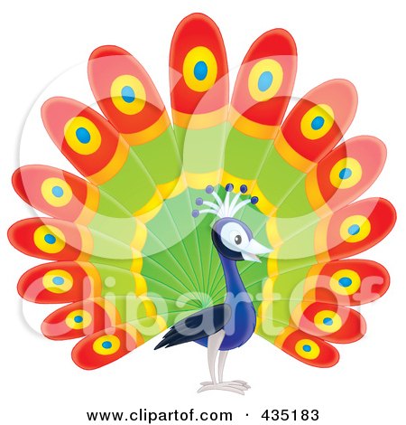 Royalty-Free (RF) Clipart Illustration of a Happy Peacock by Alex Bannykh