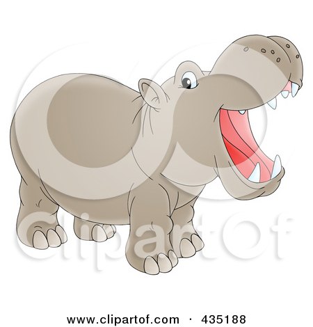 Royalty-Free (RF) Clipart Illustration of a Cartoon Hollering Hippo by Alex Bannykh