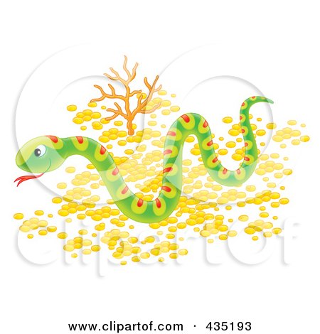 Royalty-Free (RF) Clipart Illustration of a Snake Slithering Over Pebbles by Alex Bannykh