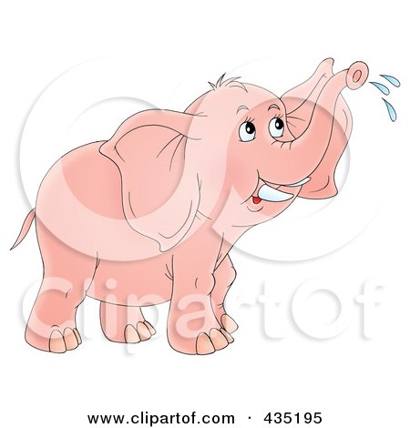 Royalty-Free (RF) Clipart Illustration of a Cartoon Pink Elephant Spraying by Alex Bannykh