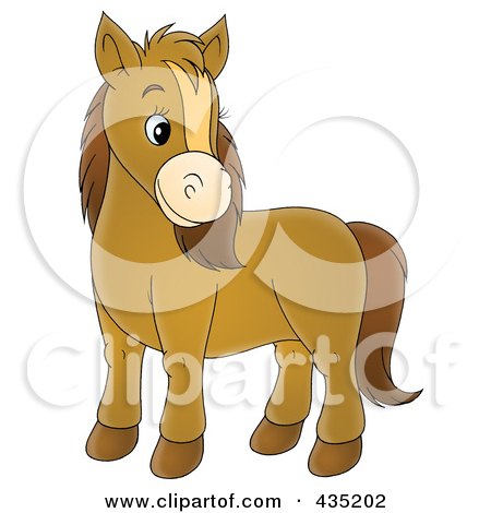 Royalty-Free (RF) Clipart Illustration of a Cartoon Cute Brown Pony by Alex Bannykh