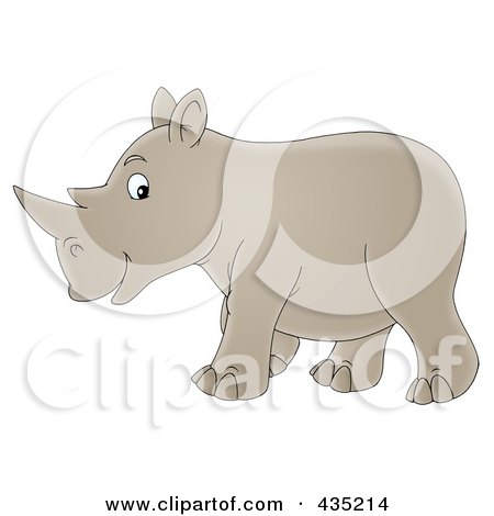 Royalty-Free (RF) Clipart Illustration of a Cartoon Happy Walking Rhino by Alex Bannykh