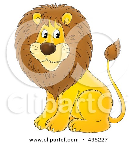 Royalty-Free (RF) Clipart Illustration of a Cartoon Cute Male Lion by Alex Bannykh
