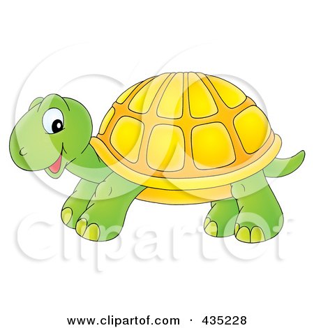 Royalty-Free (RF) Clipart Illustration of a Cartoon Cute Tortoise by Alex Bannykh