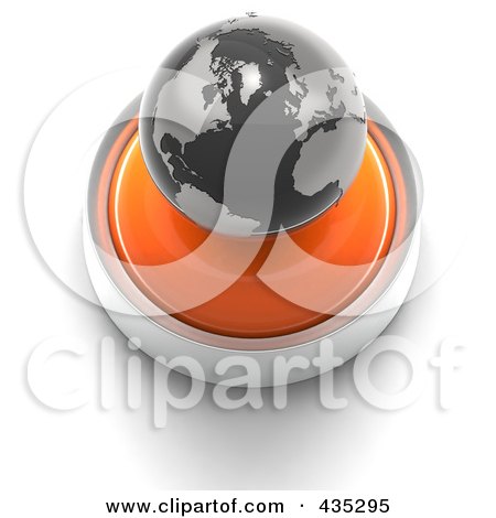 Royalty-Free (RF) Clipart Illustration of a 3d Orange Button With A Black Globe by Tonis Pan