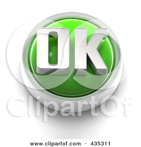 Royalty-Free (RF) Clipart Illustration of a 3d Green OK Button by Tonis Pan