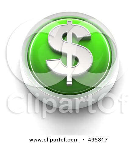 Royalty-Free (RF) Clipart Illustration of a 3d Green Dollar Symbol Button by Tonis Pan