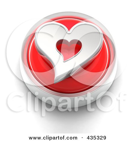 Royalty-Free (RF) Clipart Illustration of a 3d Red Heart Button by Tonis Pan
