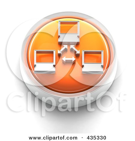 Royalty-Free (RF) Clipart Illustration of a 3d Orange Network Button by Tonis Pan