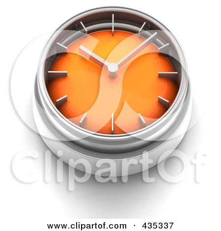 Royalty-Free (RF) Clipart Illustration of a 3d Orange Clock Button by Tonis Pan