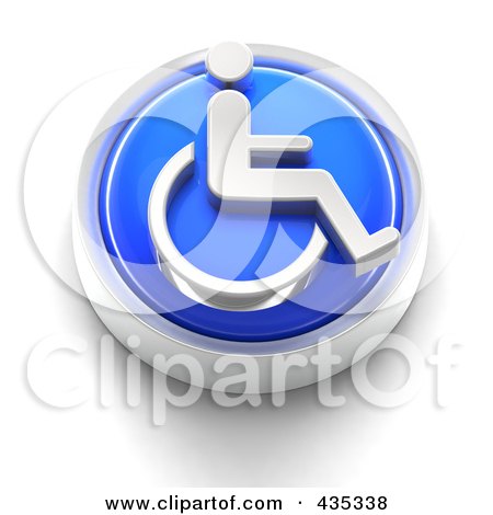 Royalty-Free (RF) Clipart Illustration of a 3d Blue Wheelchair Button by Tonis Pan
