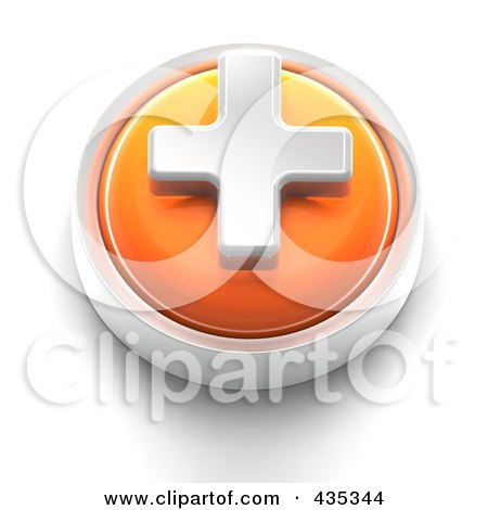 Royalty-Free (RF) Clipart Illustration of a 3d Orange Plus Button by Tonis Pan