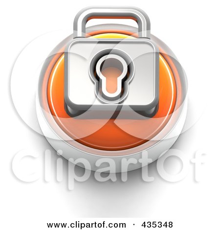Royalty-Free (RF) Clipart Illustration of a 3d Orange Padlock Button by Tonis Pan