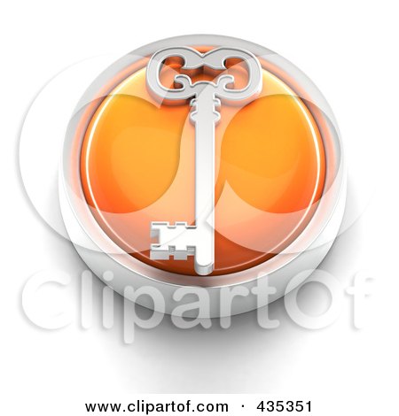 Royalty-Free (RF) Clipart Illustration of a 3d Orange Skeleton Key Button by Tonis Pan