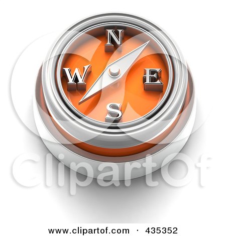 Royalty-Free (RF) Clipart Illustration of a 3d Orange Compass Button by Tonis Pan