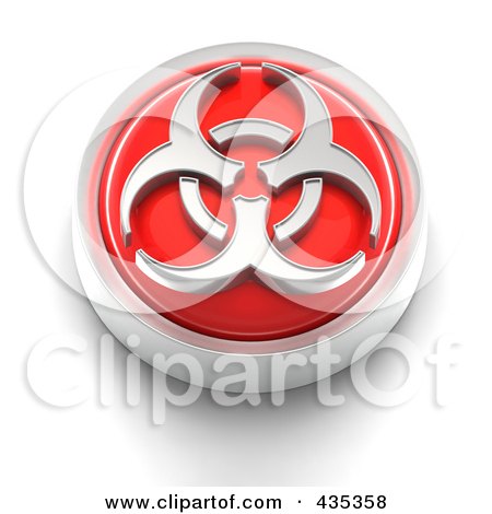 Royalty-Free (RF) Clipart Illustration of a 3d Red Biohazard Button by Tonis Pan