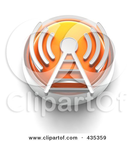 Royalty-Free (RF) Clipart Illustration of a 3d Orange Wifi Button by Tonis Pan