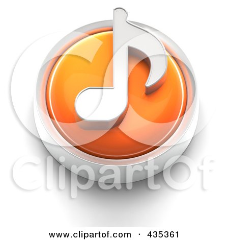 Royalty-Free (RF) Clipart Illustration of a 3d Orange Music Note Button by Tonis Pan