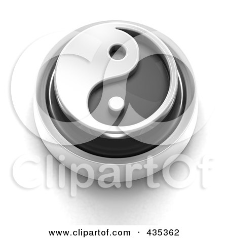 Royalty-Free (RF) Clipart Illustration of a 3d Black And White Yin Yang Button by Tonis Pan