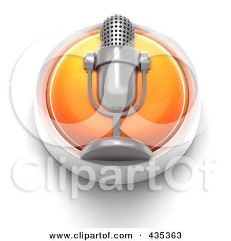 Royalty-Free (RF) Clipart Illustration of a 3d Orange Microphone Button by Tonis Pan