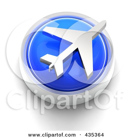 Royalty-Free (RF) Clipart Illustration of a 3d Blue Aircraft Button by Tonis Pan