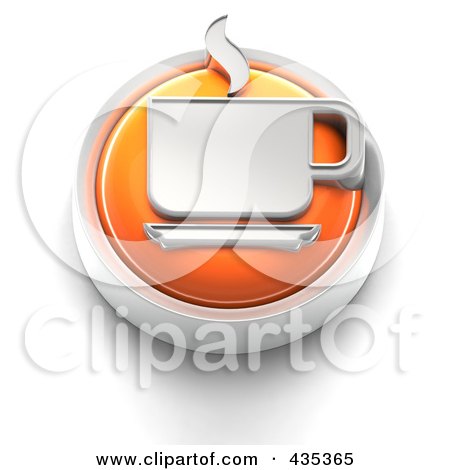 Royalty-Free (RF) Clipart Illustration of a 3d Orange Coffee Button by Tonis Pan