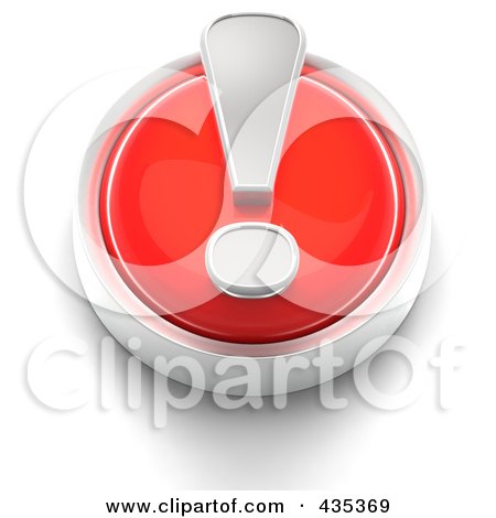 Royalty-Free (RF) Clipart Illustration of a 3d Red Exclamation Point Button by Tonis Pan