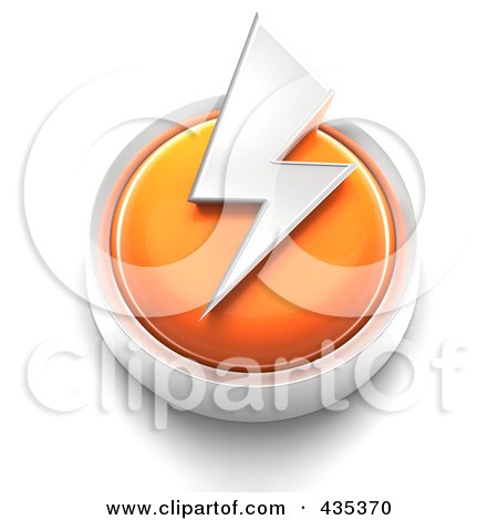 Royalty-Free (RF) Clipart Illustration of a 3d Orange Thunder Bolt Button by Tonis Pan