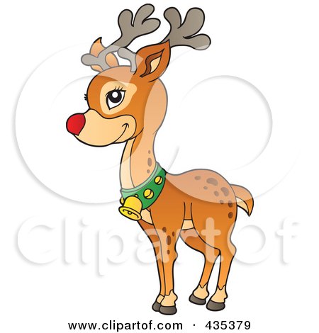 Royalty-Free (RF) Clipart Illustration of Rudolph The Red Nose Reindeer by visekart