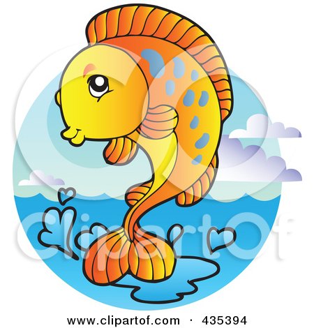 Royalty-Free (RF) Clipart Illustration of a Logo Of An Orange Freshwater Fish - 3 by visekart